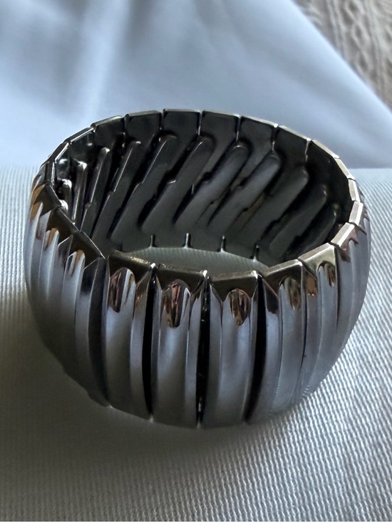 Milor Jewelry - Vintage Milor Italy Wide Ribbed stainless steel stretch Bracelet